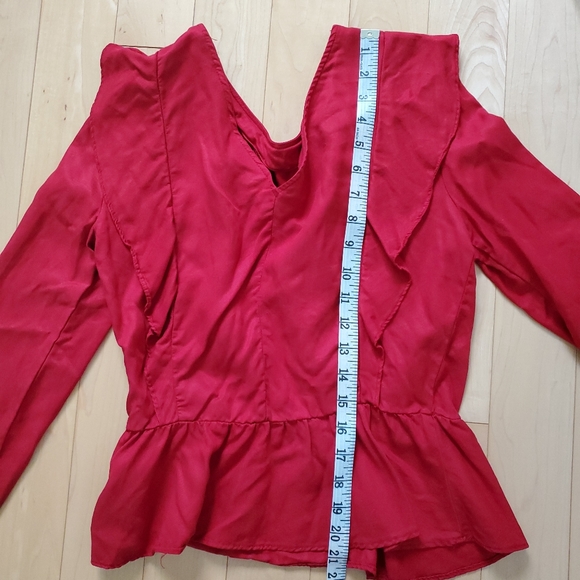 ZARA Basic l Red ruffled peplum Long sleeve - S - Picture 7 of 7
